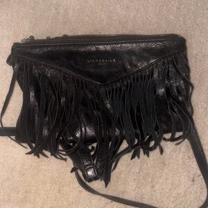 Liebeskind Black Leather Crossbody with Fringe
